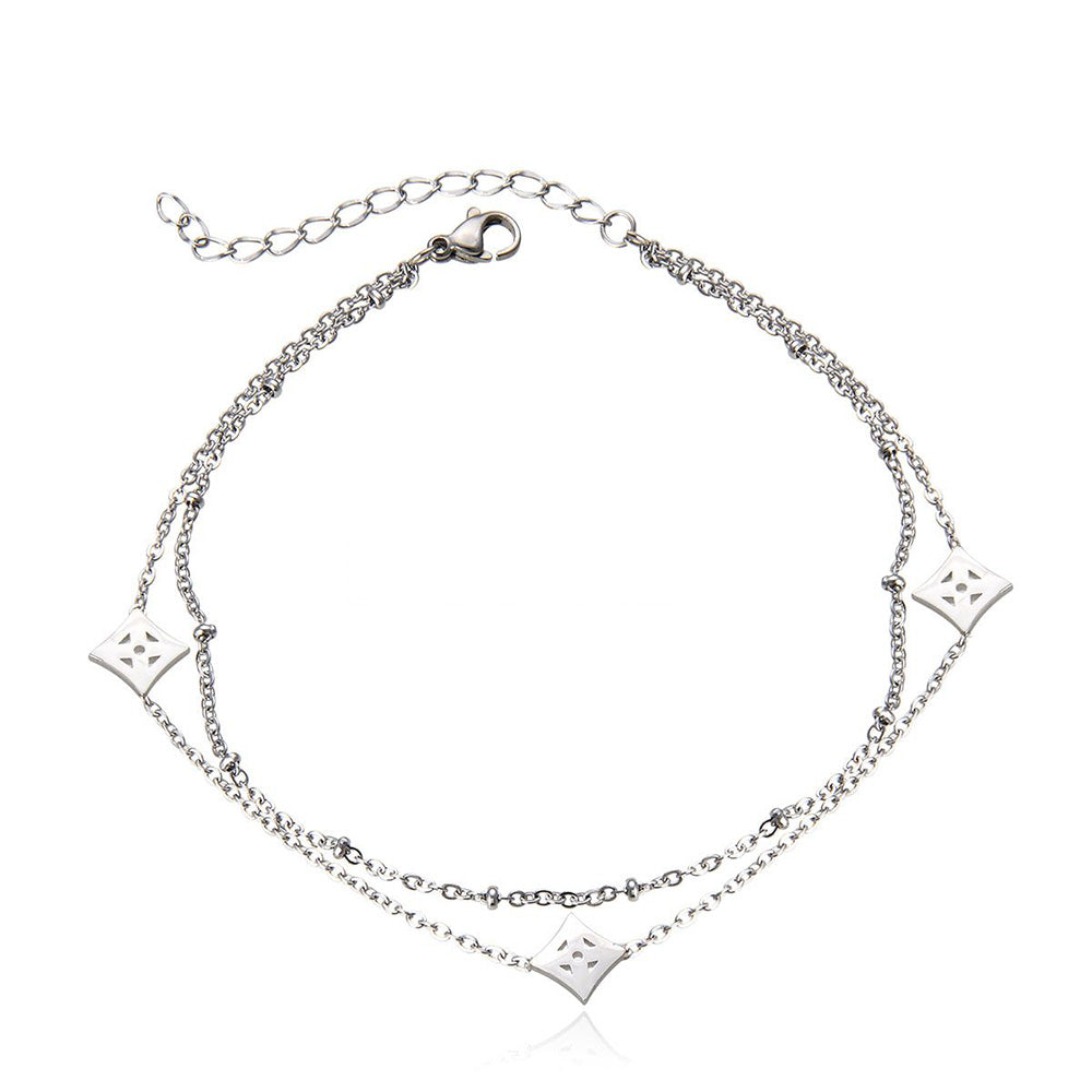 AsimiAsimi Διπλή Ατσάλινη Αλυσίδα Ποδιού Ρόμβοιpapell.gr